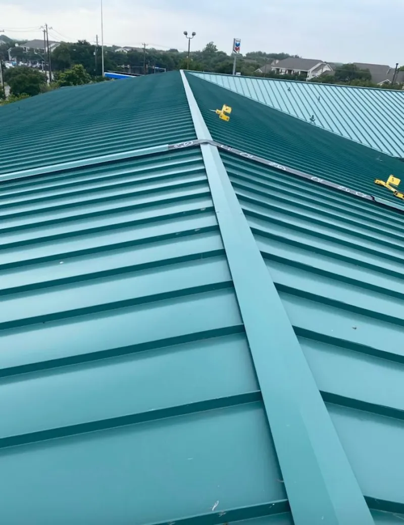 Green commercial metal roof ridge and valley for Metal Roof Repair in Prosser